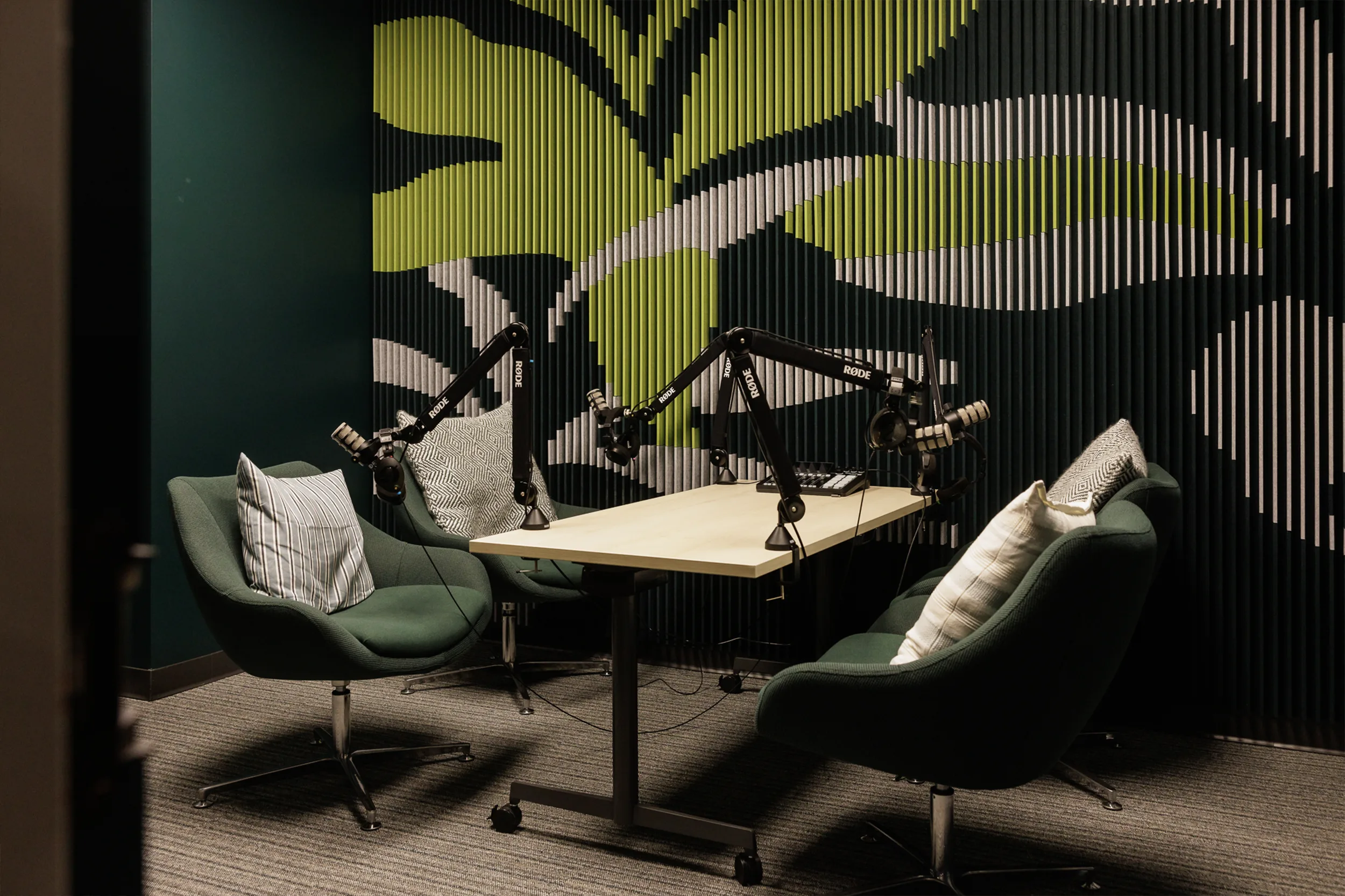 Brick House Blue podcast studio interior design